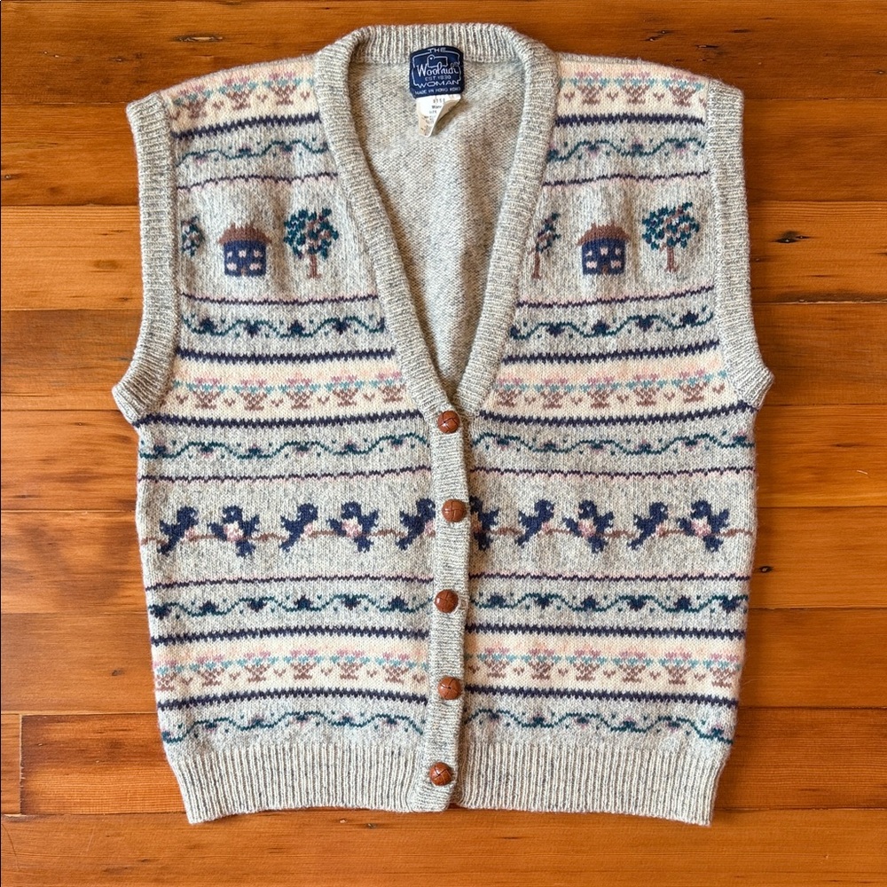 Vintage Woolrich Women's Gray Knit Sweater Vest Size XL